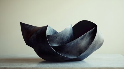Abstract Black Metal Sculpture: Modern Art, Elegant Design