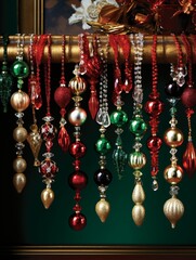 Vibrant festive beads embellish a dazzling backdrop, offering diverse colors and textures ideal for holiday crafts and decorations.