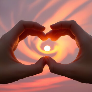 hand sun heart Love you ai genrative