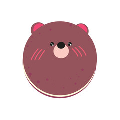 Adorable chocolate cake shaped like a cute bear face, perfect for sweet treats and playful desserts.