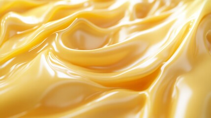 Fototapeta premium Swirling folds of creamy yellow substance resembling custard texture