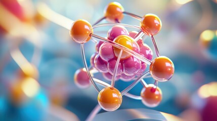 molecule or atom, Abstract structure for Science or medical background, 3d illustration, science, atom, abstract, chemistry, structure, blue, chemical, background
