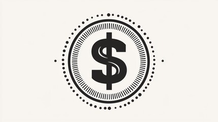 Obraz premium Black and white minimalist graphic of a dollar symbol