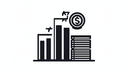 Obraz premium Graph depicting growth with a dollar sign and bar chart