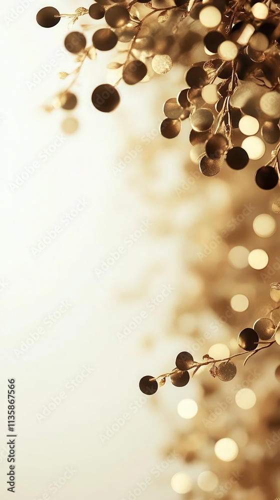 Poster soft bokeh effect in gold hues gently transitioning into a white backdrop, providing ample room for 