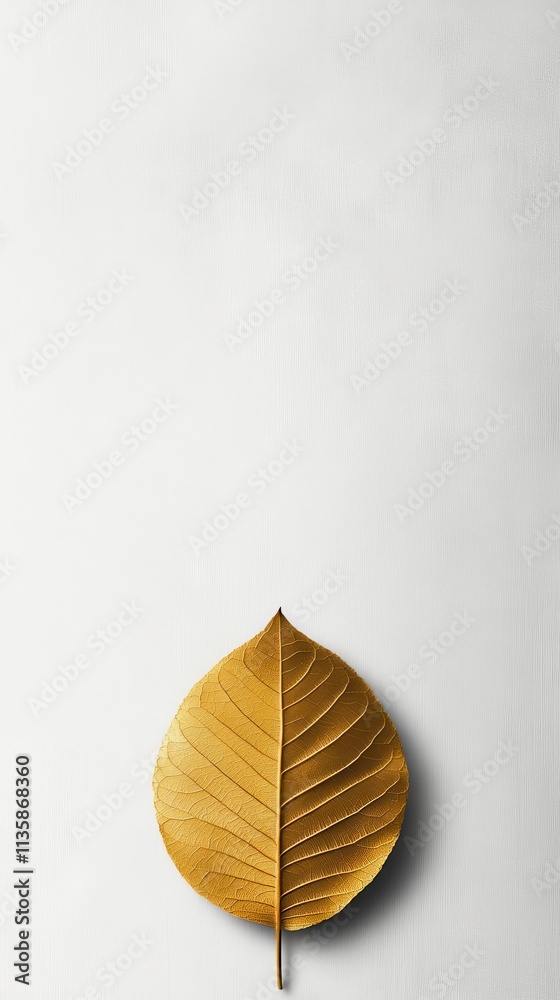 Poster Golden leaf pattern fading subtly into a pure white canvas with blank text space.