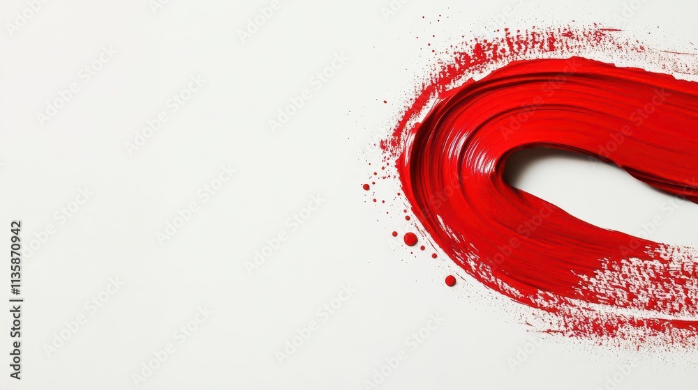 Poster dynamic red and gold brushstroke trails forming abstract patterns, white background with copy space 