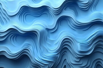 Abstract Fluid Wave Pattern in Blue Tones with Layered Depth and Texture for Background Design or Artistic Projects