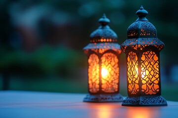 Obraz premium Glowing Ramadan Lanterns Night Festive Decor