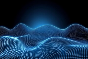 Abstract representation of futuristic wave patterns using glowing dots in a dark setting, illustrating digital technology and data visualization concepts for creative projects.