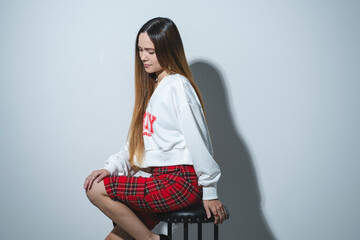 冬服の女性