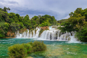 Obraz premium View of powerful Skradinski Buk waterfall in Krka National Park, Croatia