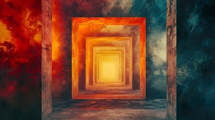 Abstract Architecture: A Surreal Digital Painting of a Glowing Pathway