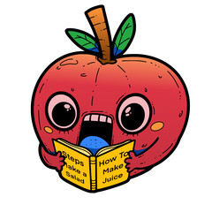 A Cute Fruit chracter is shocked during read manual books
