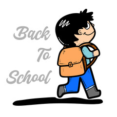  A boy is walking to school