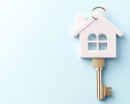 key with house symbol represents concept of home ownership, symbolizing security and comfort. This elegant design evokes feelings of warmth and belonging