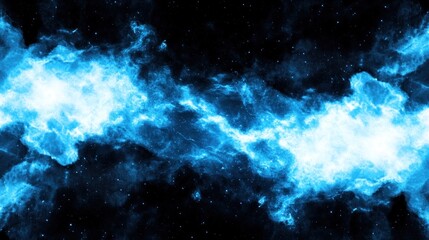Fototapeta premium A vibrant cosmic scene featuring swirling blue nebulae against a dark starry background.