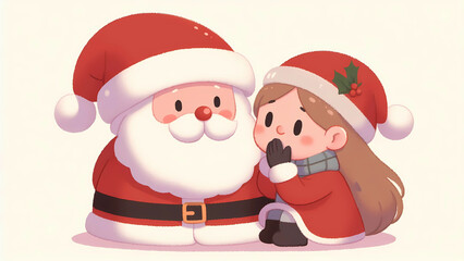 Adorable Child Whispering to Santa Claus with Festive Cheer
