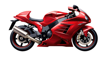 red motorcycle isolated on a white transparent background