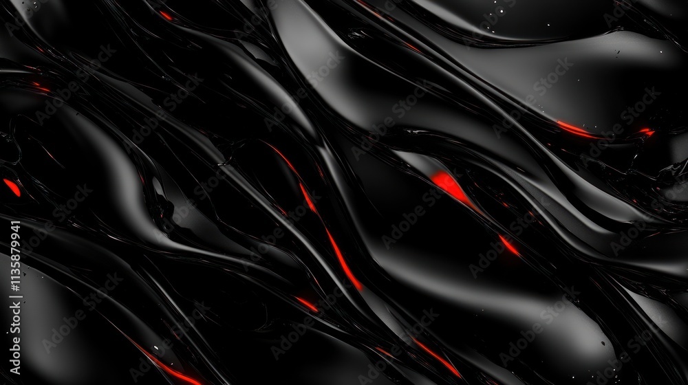 Aufkleber abstract black and red fluid texture with smooth waves.