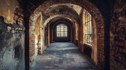 Obraz premium Ancient stone corridor. Concept of history, mystery, and antiquity.