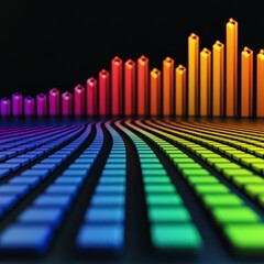 Colorful 3D Sound Waves  Abstract Data Visualization  Dynamic Graph  Rainbow Spectrum  Dig