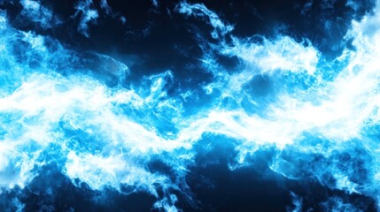 Fototapeta premium Abstract blue waves of energy swirling against a dark background.