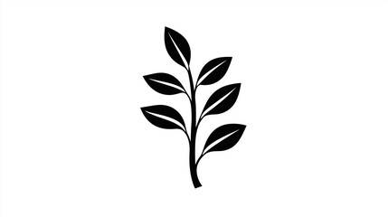 black and white leaves icon on white background