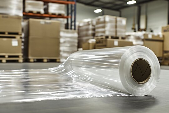 Large Roll Clear Plastic Stretch Film in Warehouse