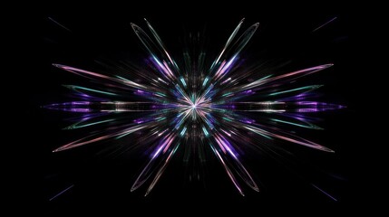 Fototapeta premium Abstract digital art featuring vibrant, symmetrical patterns with a cosmic feel.