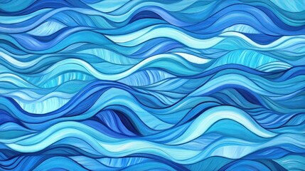 Fototapeta premium Abstract Blue Wave Painting Ocean Inspired Art