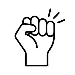 raised fist in solidarity icon, juneteenth line art, juneteenth icon - simple black line art icon of raised fist in solidarity, symbolizing juneteenth celebrations. juneteenth vector art.
