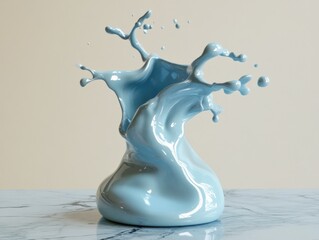 Obraz premium a light blue liquid mid-splash on a marble surface