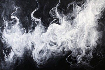 Elegant and Ethereal White Smoke Swirls on a Dark Background Capturing the Fluid Movement and Transitory Nature of Smoke Artistry for Creative Projects