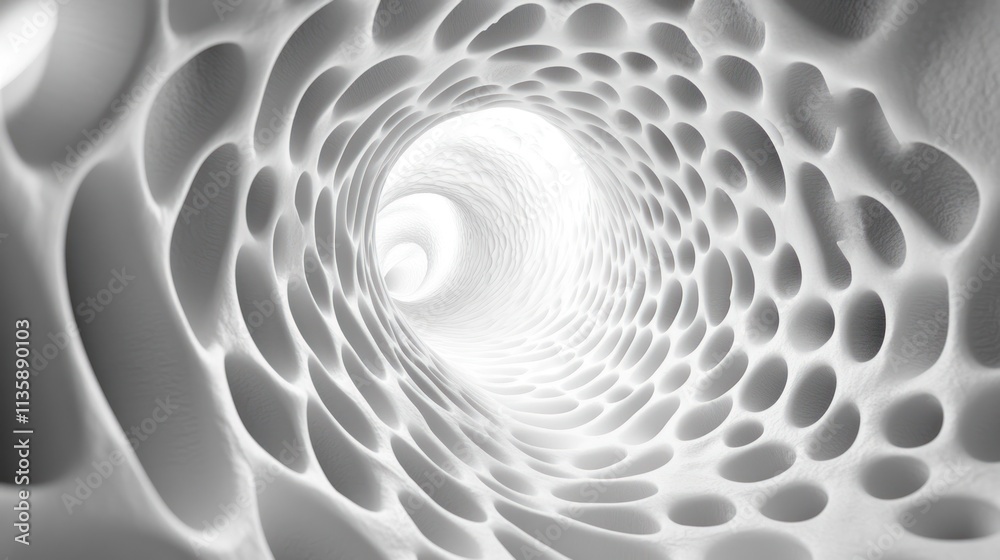 Poster abstract representation of a tunnel with smooth, rounded shapes and a light gradient.