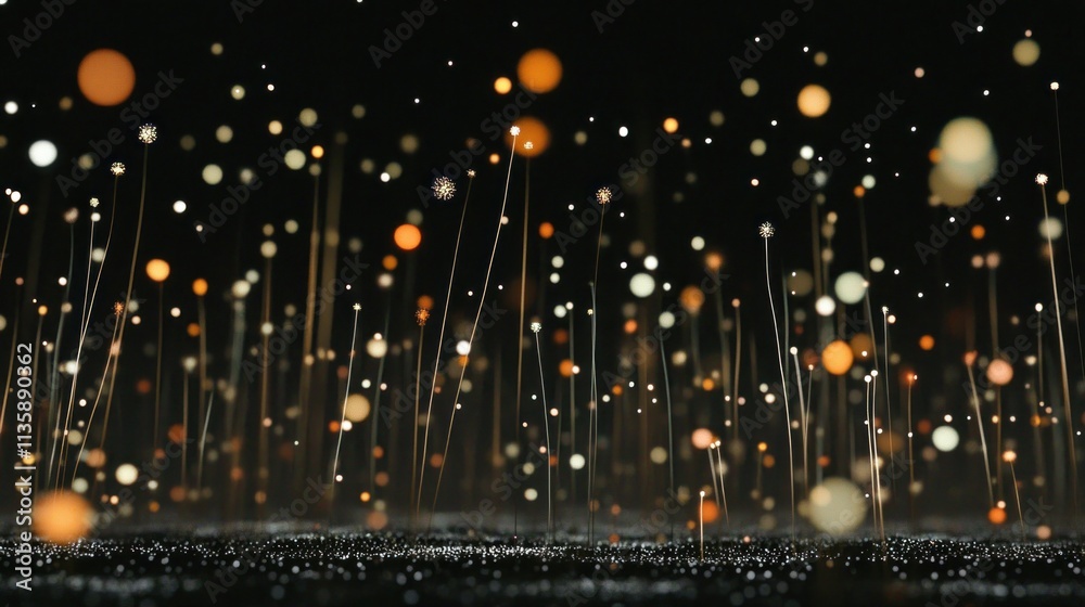 Leinwandbilder Abstract representation of floating particles in a dark environment, creating a mesmerizing effect.