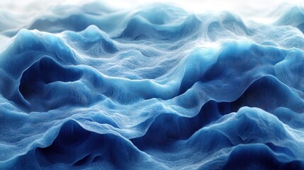 Obraz premium Abstract representation of ocean waves in shades of blue, conveying fluid motion and depth.