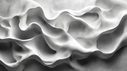 Fototapeta premium Abstract wave-like texture in grayscale, emphasizing fluidity and depth.