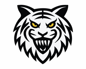 tiger tattoo head vector graphic design black and white clip art silhouette

