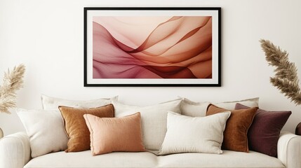 Abstract Art Print Decorates Modern Sofa