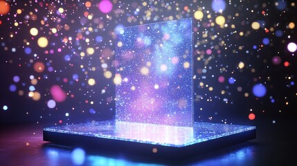 Obraz premium Glittering Panel On Illuminated Platform With Bokeh Lights