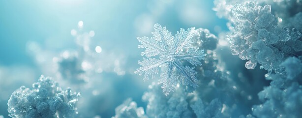 The background is a light blue with a snow flakes