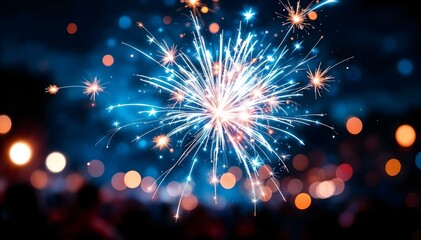 Obraz premium Colorful fireworks with bokeh background,celebration concept