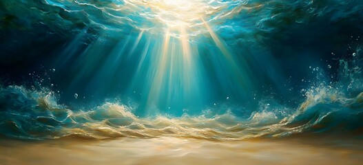 Underwater Sea - Deep Water Abyss With Blue Sun light