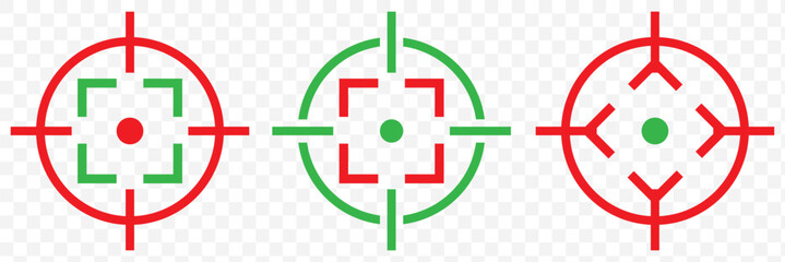 Aim vector linear stylized icon, goal abstract sign, target symbol, gun business logo template, vector illustration on transparent background. eps 10.