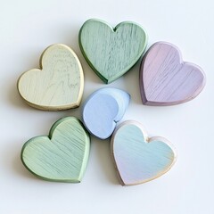 Obraz premium Pastel Wooden Hearts Collection: Romantic Decor