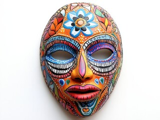 close up of a colorful decorative mask