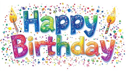 Colorful Happy Birthday Celebration With Candles