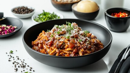 Delicious Bolognese Pasta Dish With Parmesan Cheese