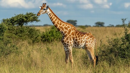 Obraz premium Majestic Giraffe in African Savanna: Wildlife Photography